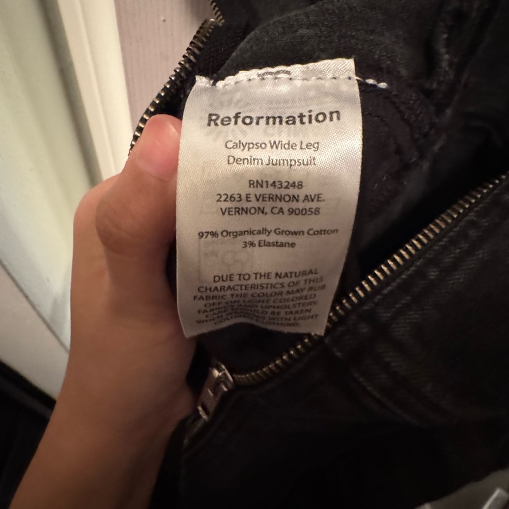 Reformation Calypso Black Denim Jumpsuit size 2 - Picture 7 of 8